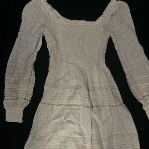 American Eagle Outfitters Cream Long Sleeve Dress